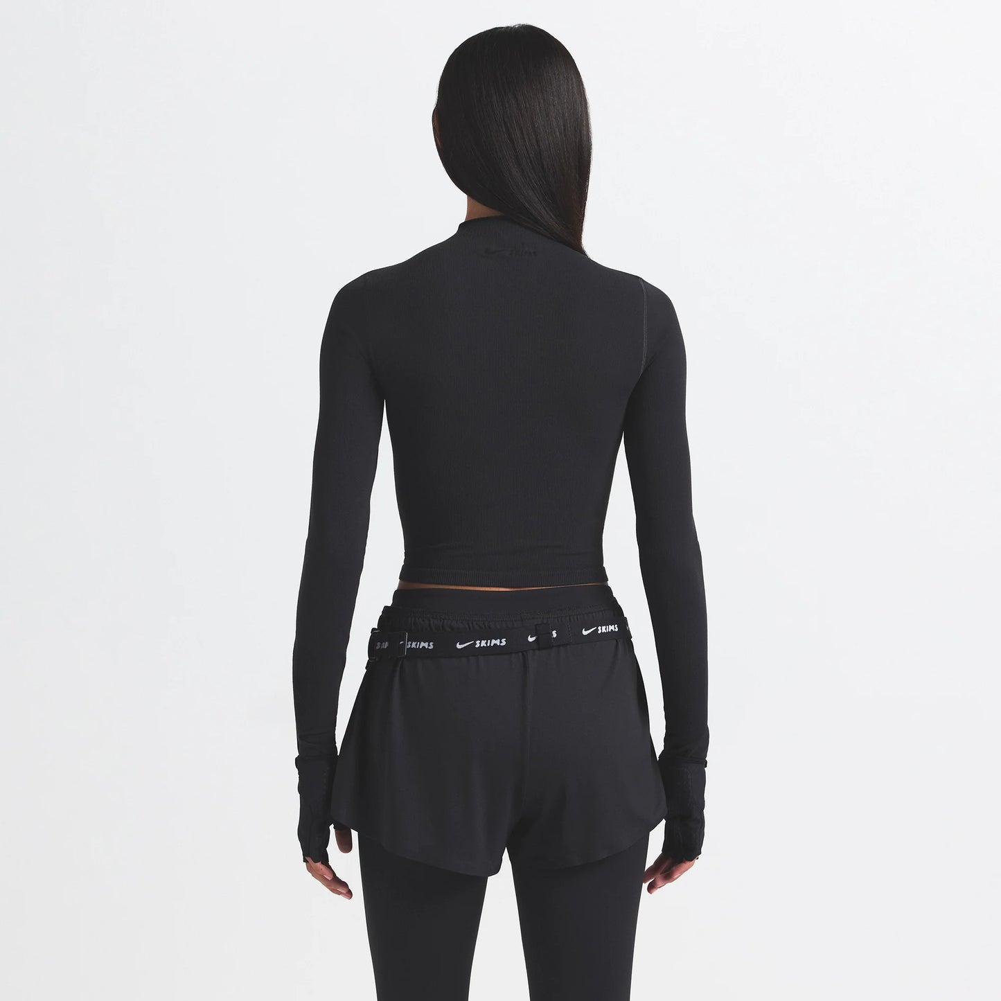 NikeSKIMS VINTAGE SEAMLESS MOCK NECK CROP TOP | OBSIDIAN