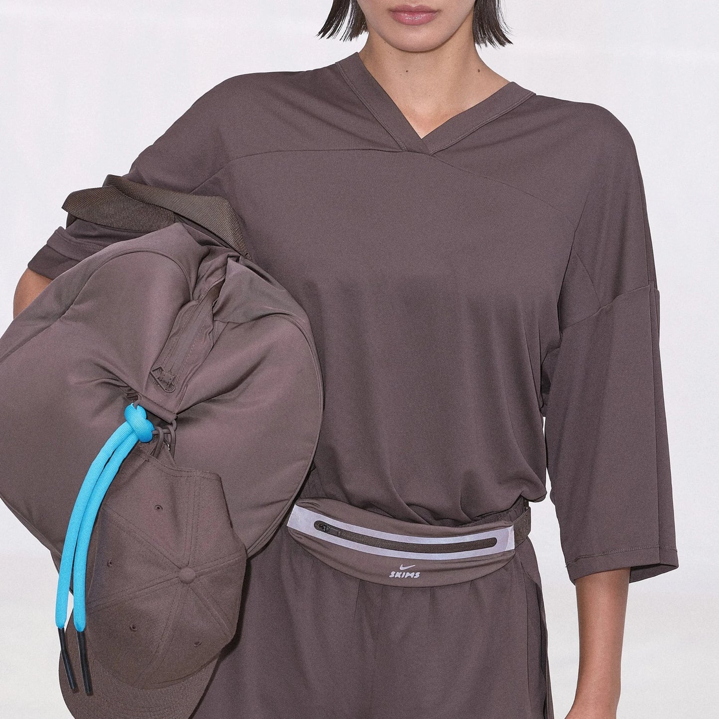 NikeSKIMS AIRY V-NECK OVERSIZED TOP | DARK SEPIA