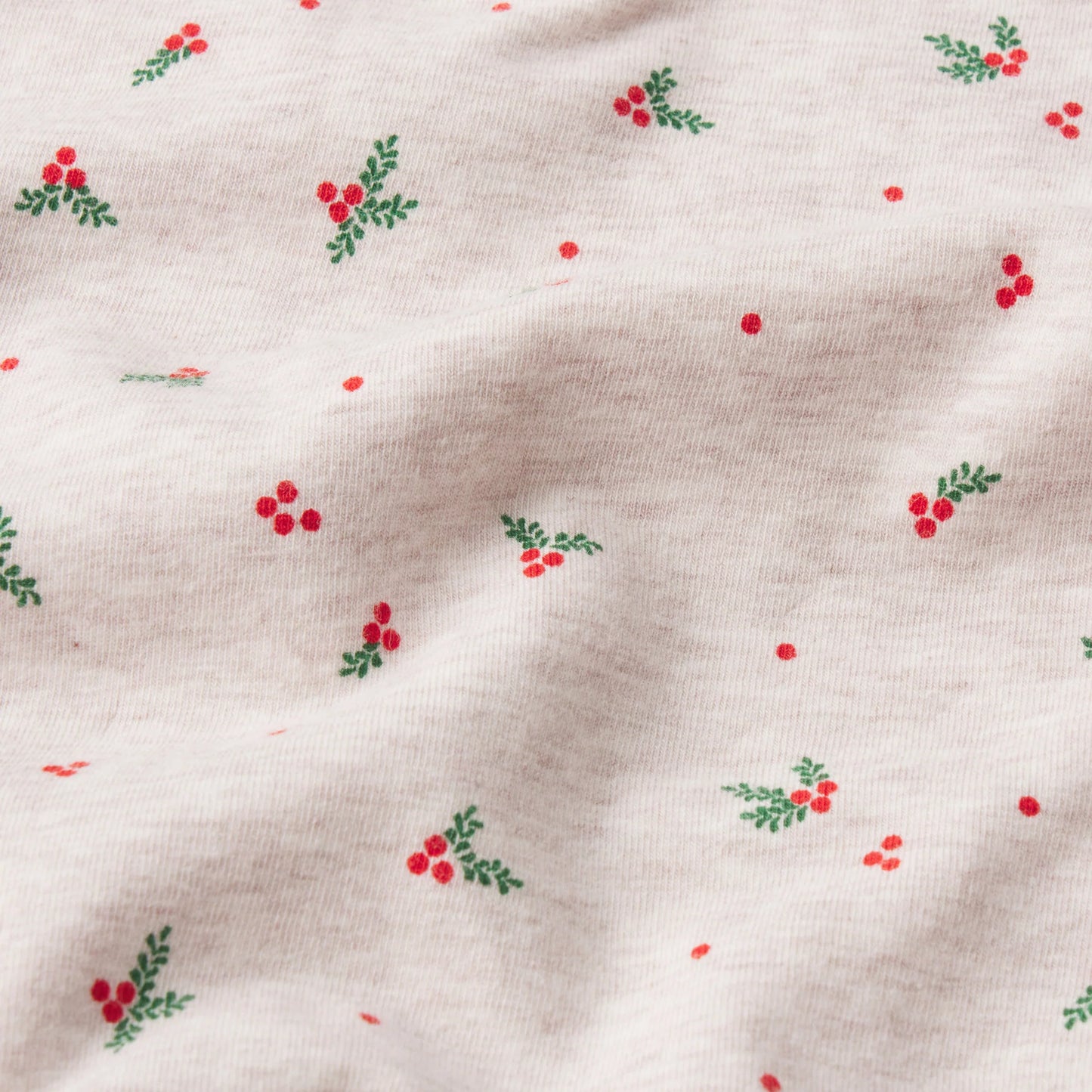 COTTON JERSEY LONG SLEEVE T-SHIRT | OATMEAL HEATHER HOLLY PRINT