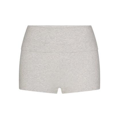 COTTON JERSEY FOLDOVER SHORT | LIGHT HEATHER GREY