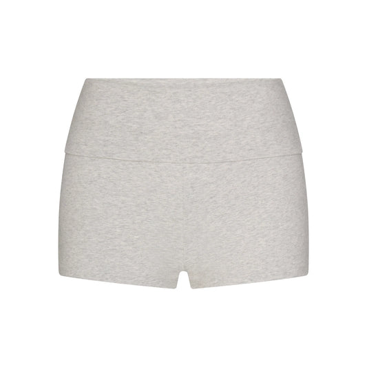COTTON JERSEY FOLDOVER SHORT | LIGHT HEATHER GREY