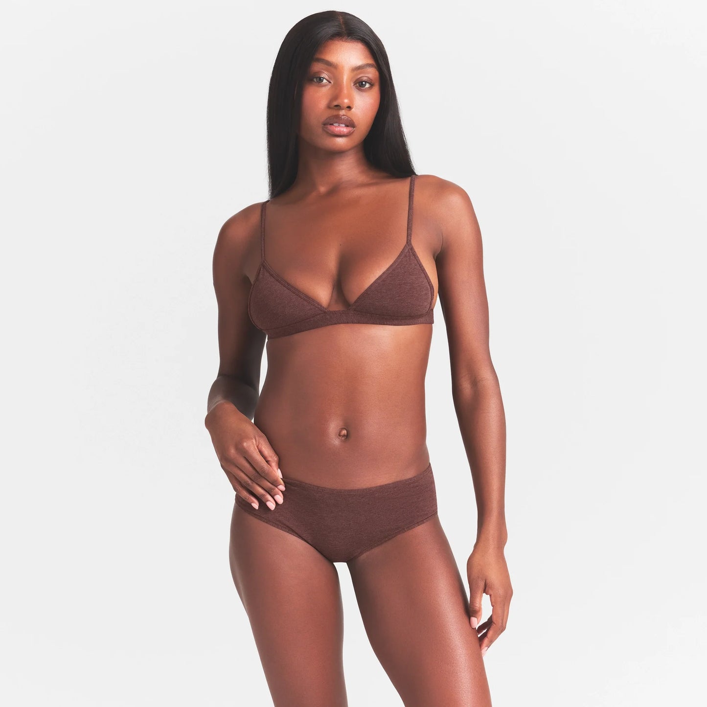 EVERYDAY COTTON TRIANGLE BRALETTE | COCOA HEATHER