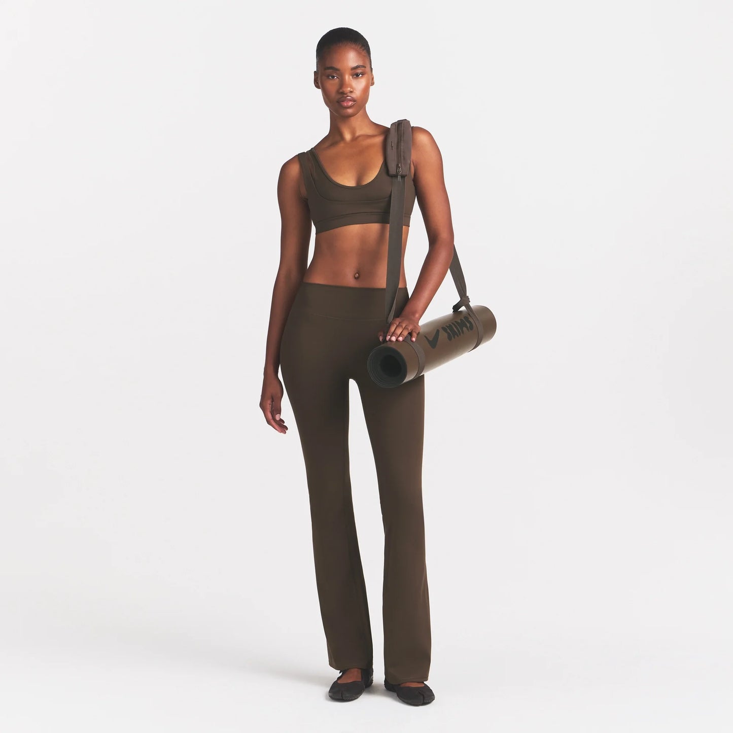 NikeSKIMS MATTE DOUBLE STRAP SCOOP BRA | DARK SEPIA