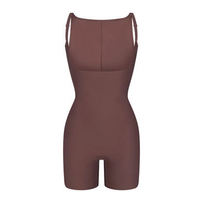 SKIMS BODY CORE SCULPT BACK SMOOTHING OPEN BUST MID THIGH BODYSUIT | COCOA