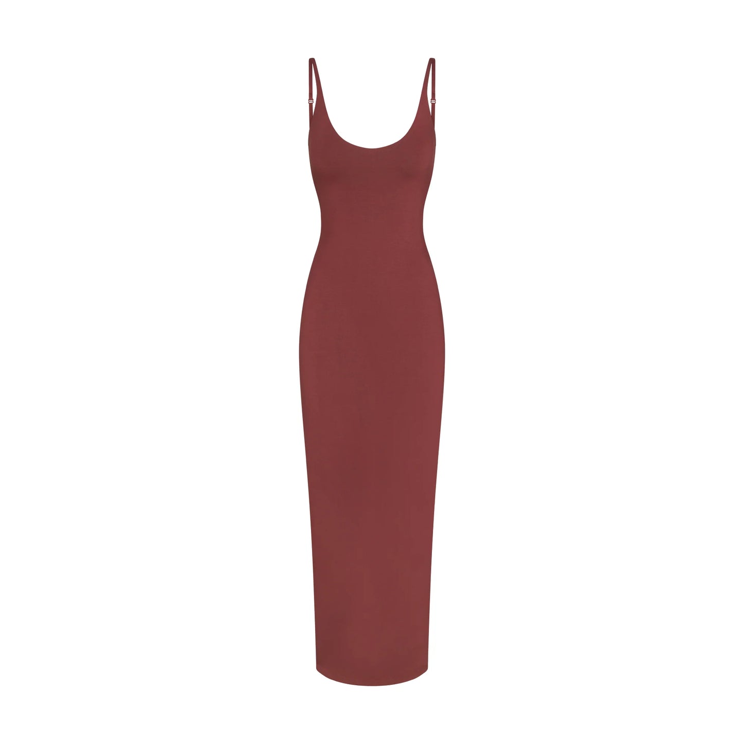 SMOOTH LAYERS SCOOP NECK LONG DRESS | HENNA