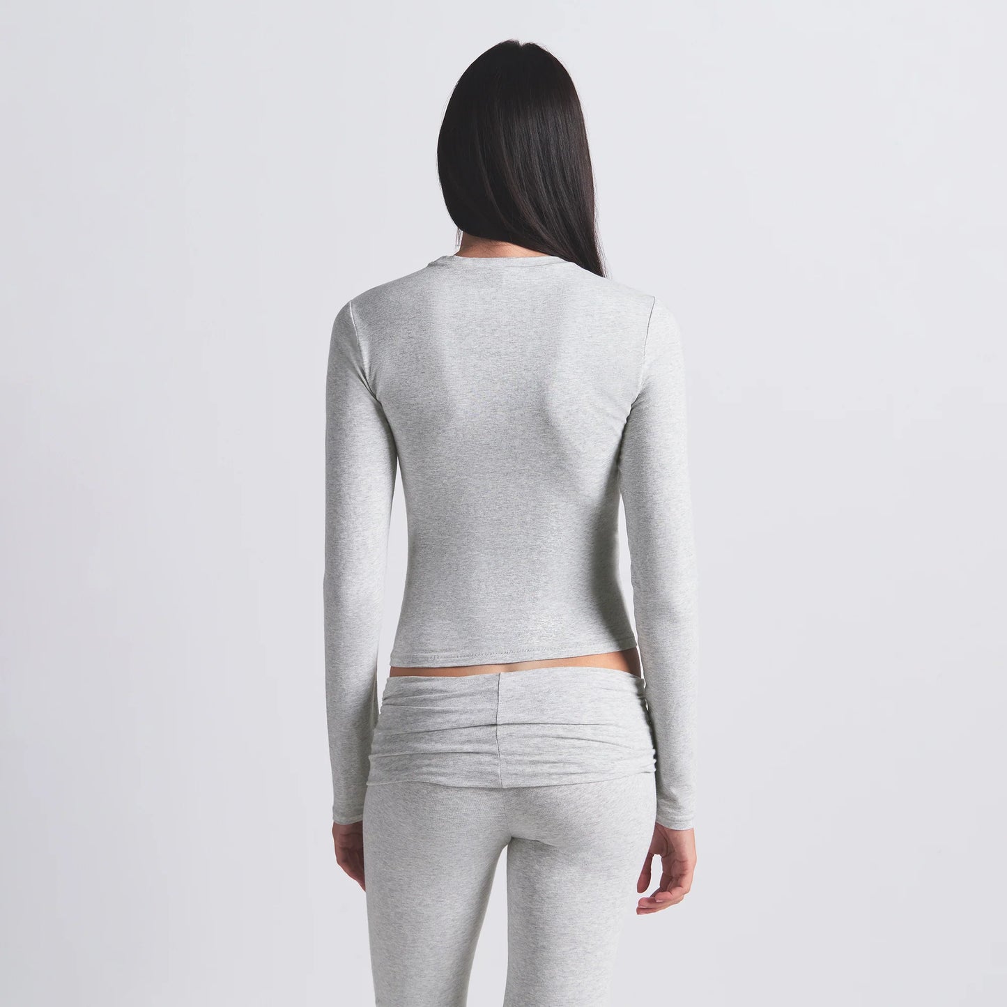 COTTON JERSEY LONG SLEEVE T-SHIRT | LIGHT HEATHER GREY