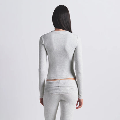 COTTON JERSEY LONG SLEEVE T-SHIRT | LIGHT HEATHER GREY