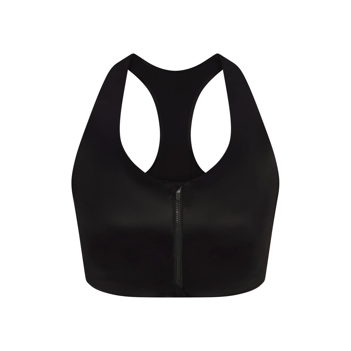 NikeSKIMS SATIN SHINE RACERBACK ZIP FRONT BRA | OBSIDIAN