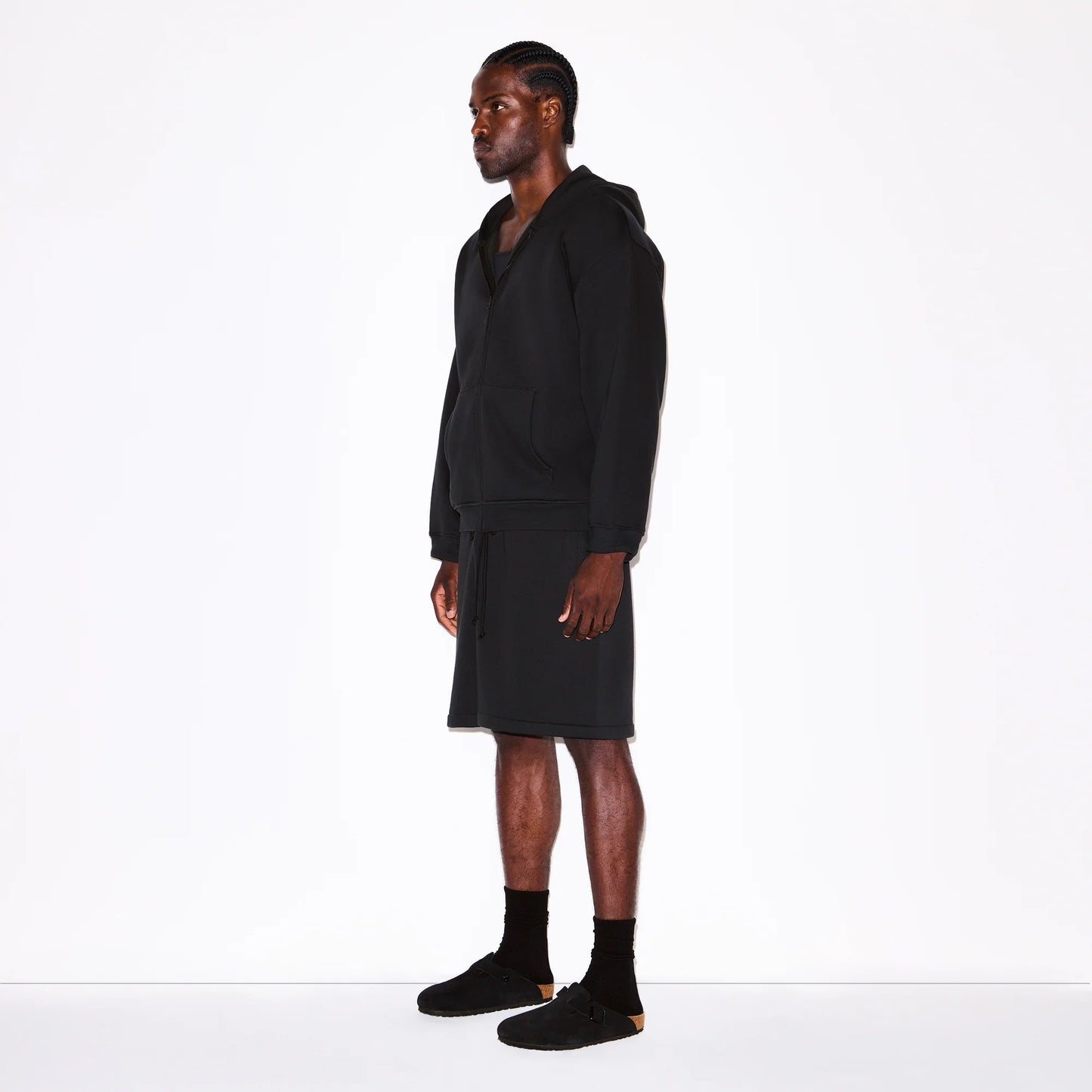 FLEECE LOUNGE MENS RELAXED ZIP UP HOODIE | WASHED ONYX
