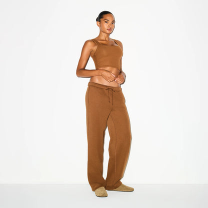 COTTON FLEECE CLASSIC STRAIGHT LEG PANT | BISON