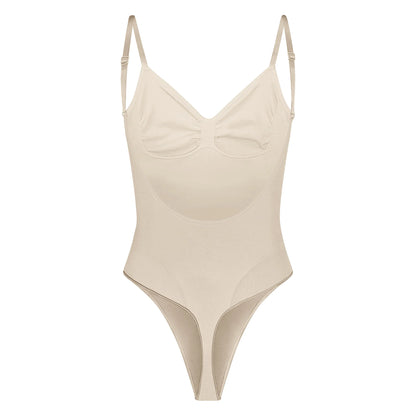 SEAMLESS SCULPT LOW BACK THONG BODYSUIT | SAND