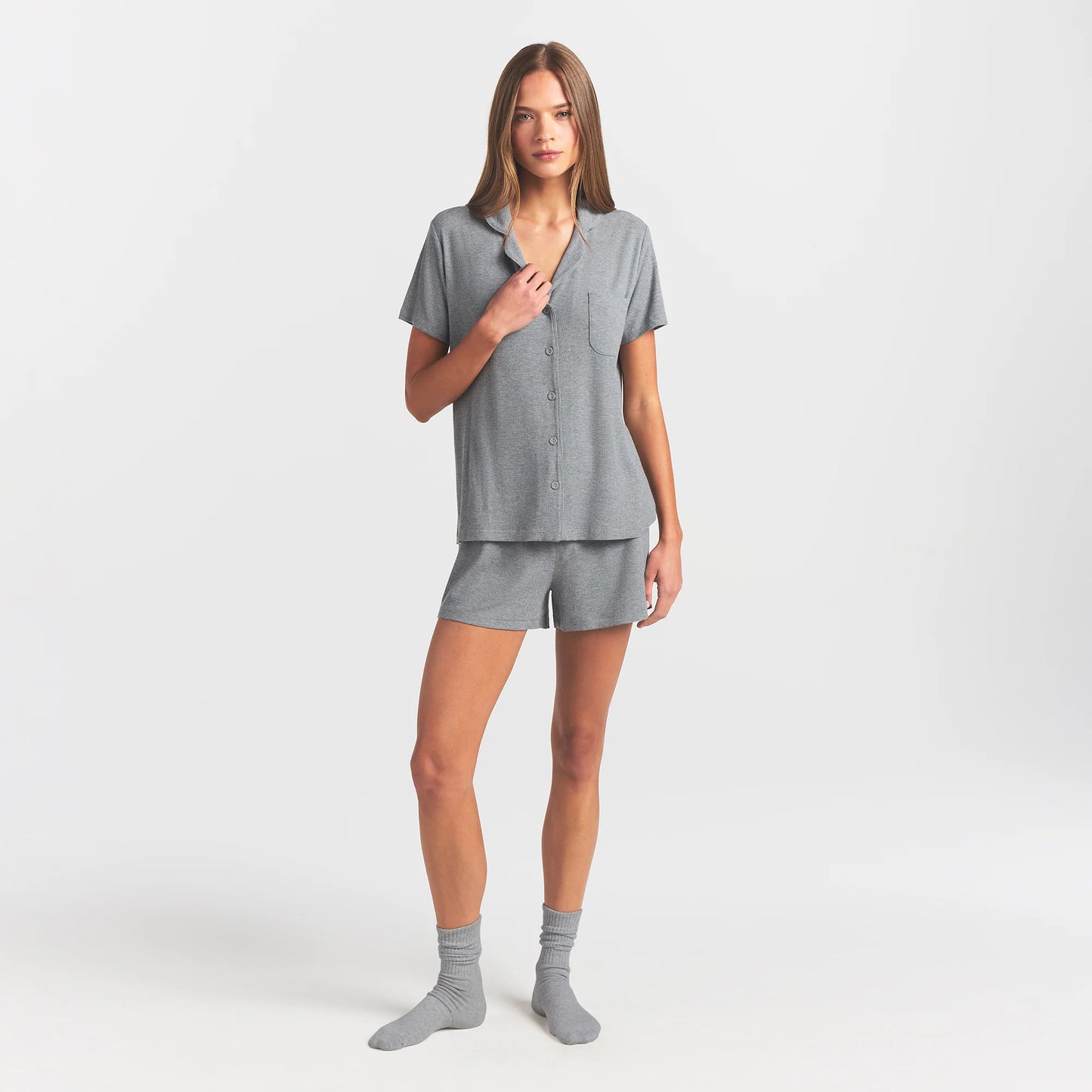 SOFT LOUNGE SHORT SLEEP SET | HEATHER GREY