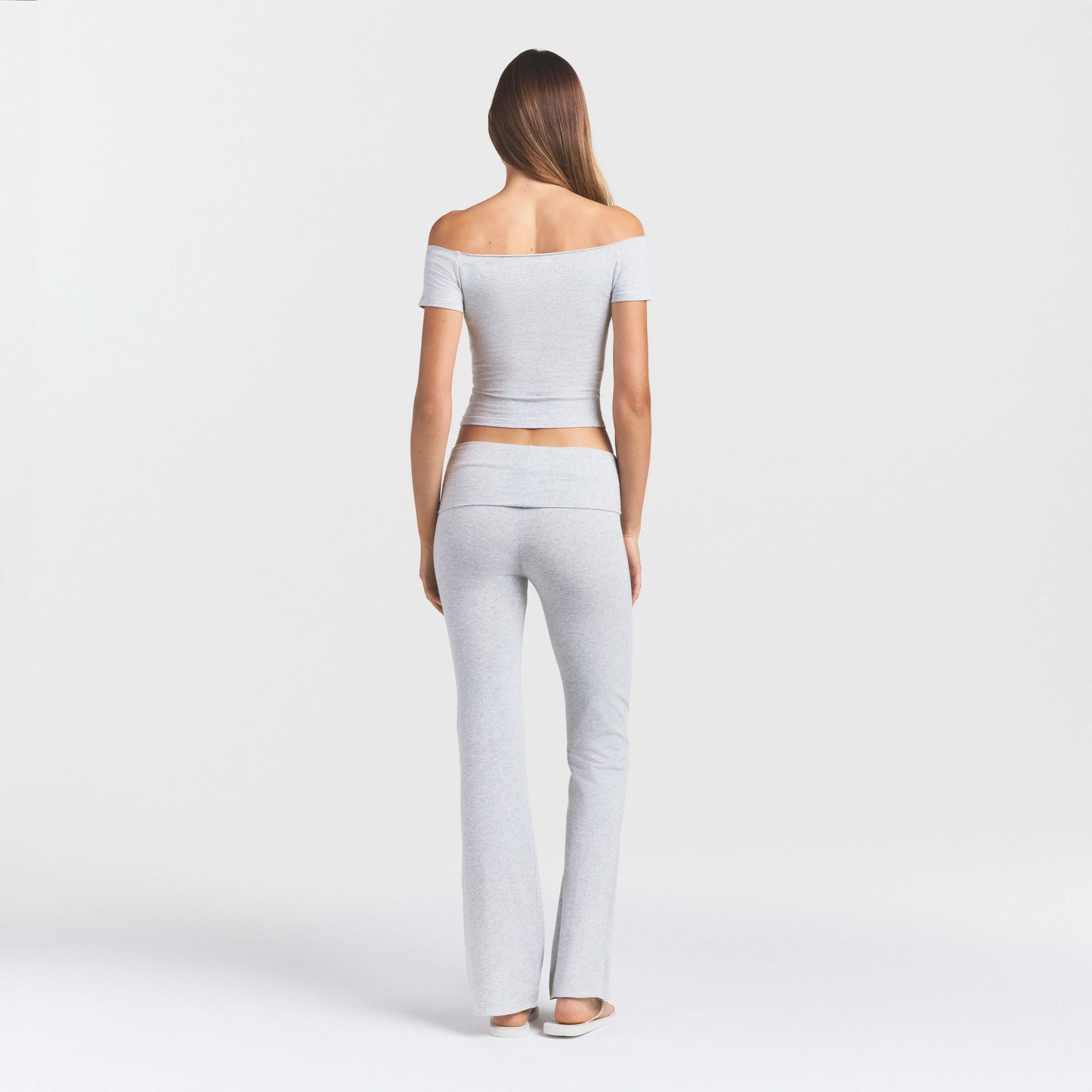 COTTON JERSEY OFF THE SHOULDER TOP | LIGHT HEATHER GREY