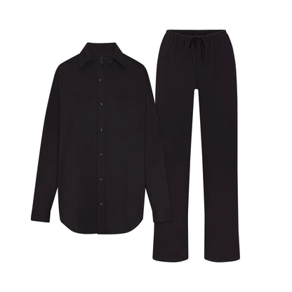 ORGANIC COTTON SLEEP LONG SLEEVE SET | OBSIDIAN