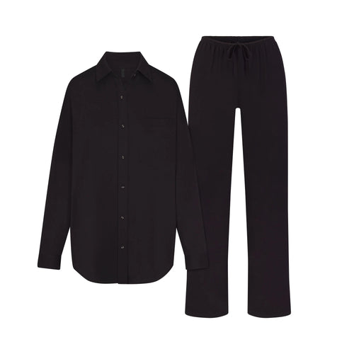 ORGANIC COTTON SLEEP LONG SLEEVE SET | OBSIDIAN