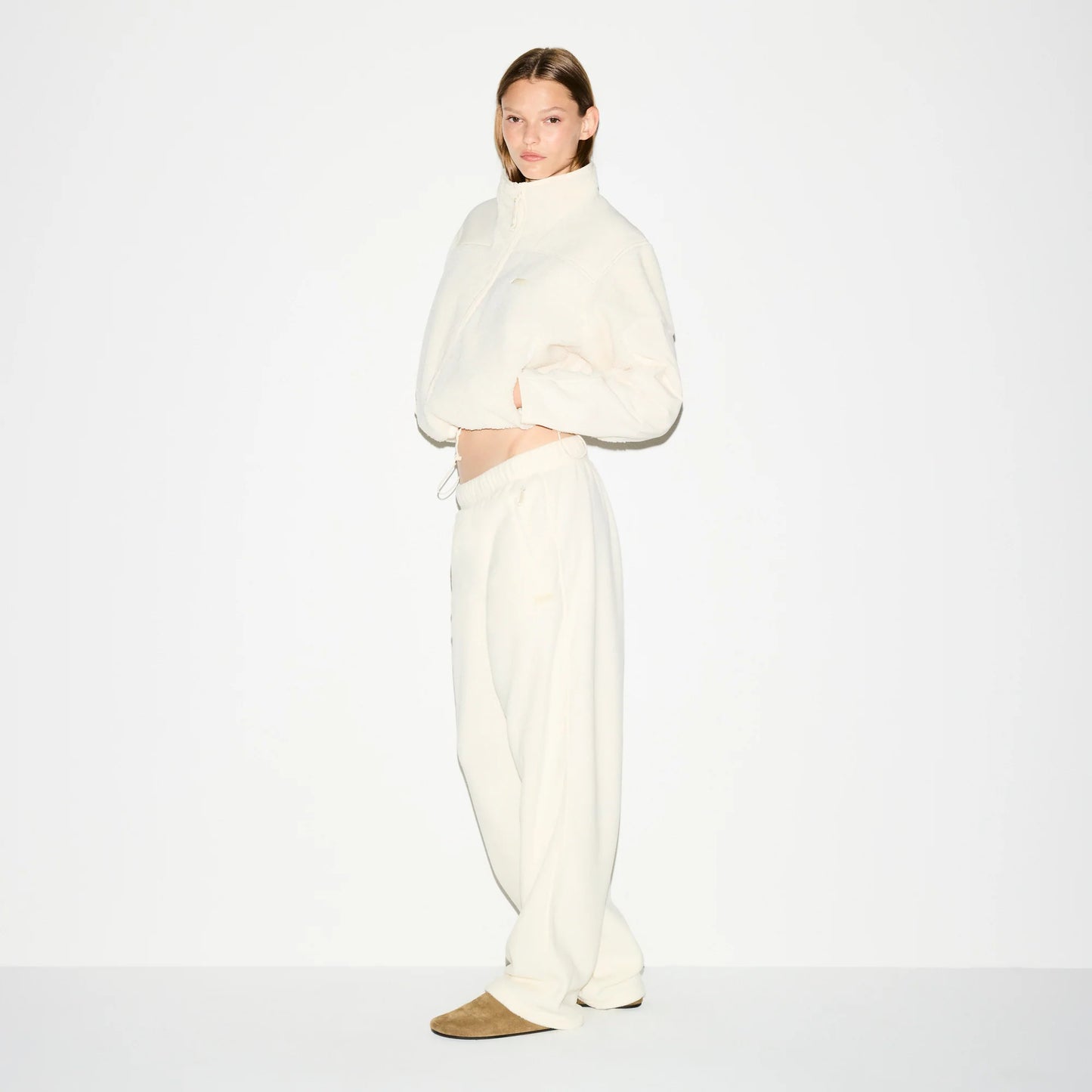 OUTDOOR FLEECE STRAIGHT LEG PANT | ECRU