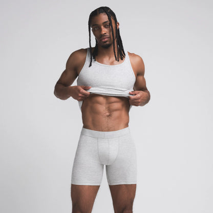 SKIMS COTTON MENS 5" BOXER BRIEF | LIGHT HEATHER GREY