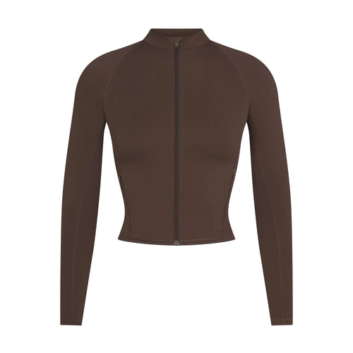 NikeSKIMS MATTE MOCK NECK FULL ZIP JACKET | DARK SEPIA