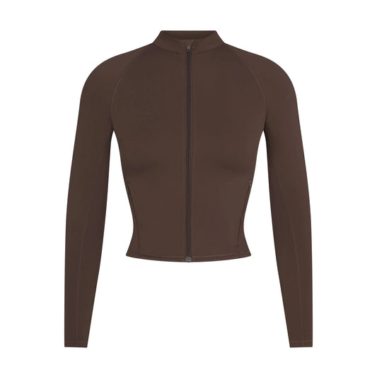 NikeSKIMS MATTE MOCK NECK FULL ZIP JACKET | DARK SEPIA