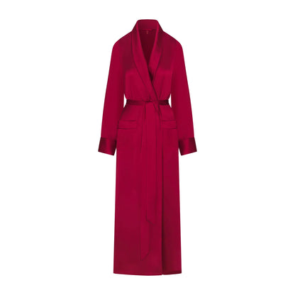 WOVEN SHINE LONG ROBE | BRICK