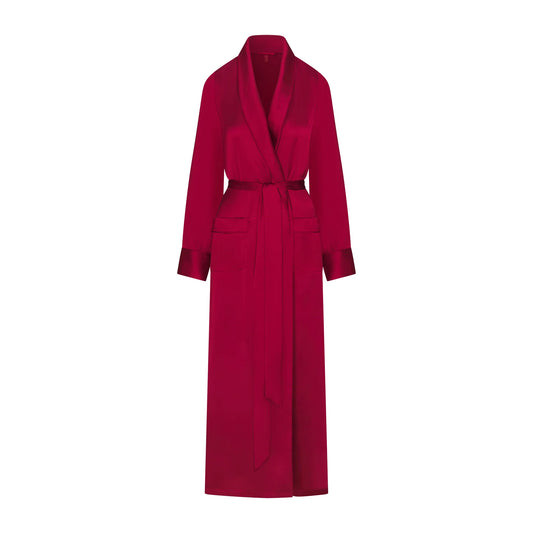 WOVEN SHINE LONG ROBE | BRICK