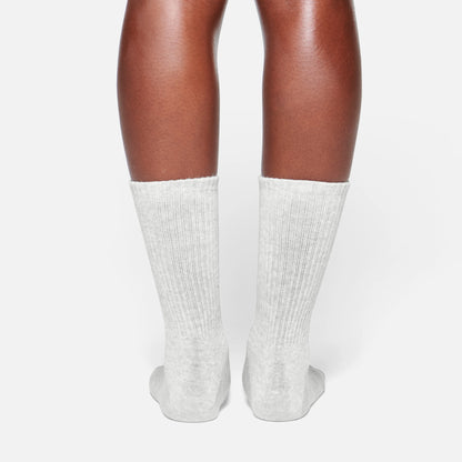 RIBBED CREW SOCK | LIGHT HEATHER GREY