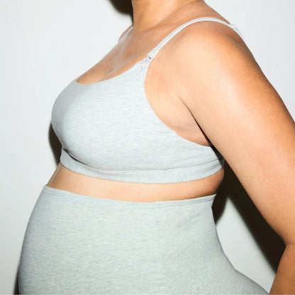 COTTON JERSEY MATERNITY NURSING SCOOP BRALETTE 2-PACK | LIGHT HEATHER GREY