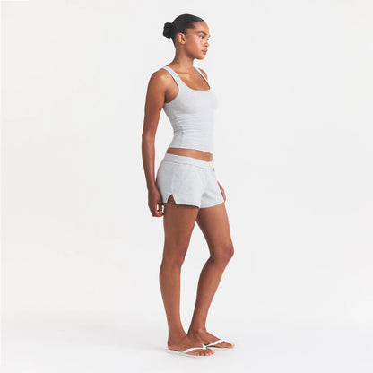 COTTON JERSEY LOOSE SHORT | LIGHT HEATHER GREY