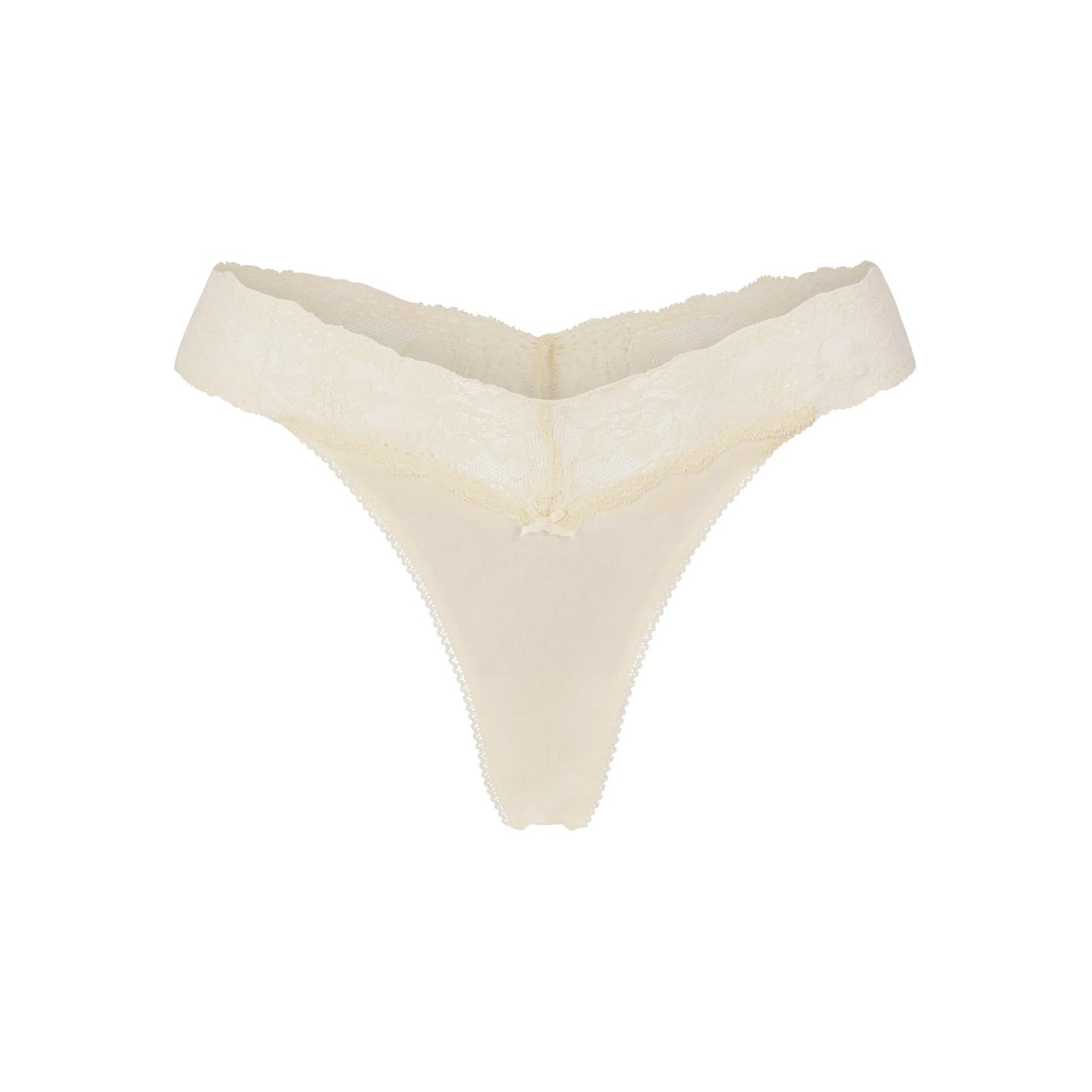 LIGHTWEIGHT COTTON WIDE LACE THONG | BUTTER TONAL