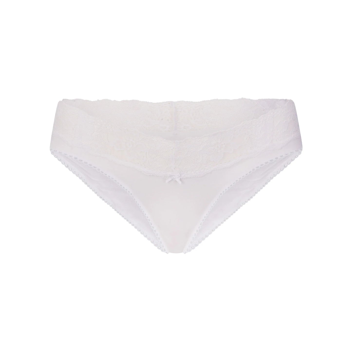 LIGHTWEIGHT COTTON WIDE LACE BRIEF | SNOW