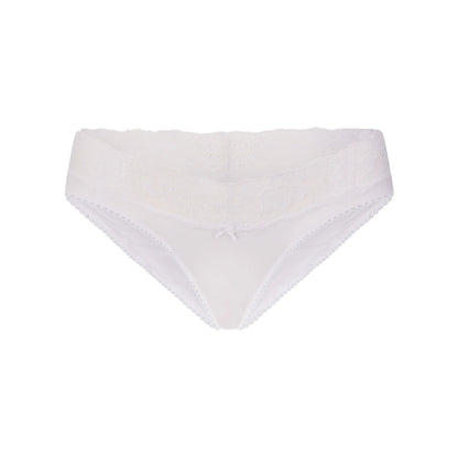 LIGHTWEIGHT COTTON WIDE LACE BRIEF | SNOW