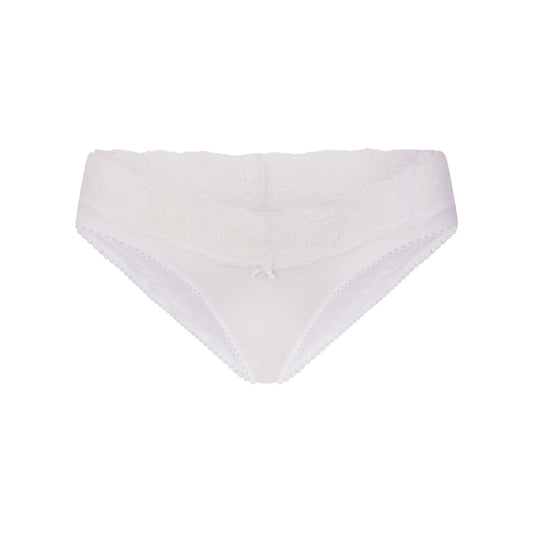 LIGHTWEIGHT COTTON WIDE LACE BRIEF | SNOW