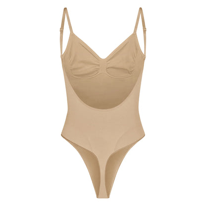 SEAMLESS SCULPT LOW BACK THONG BODYSUIT | CLAY