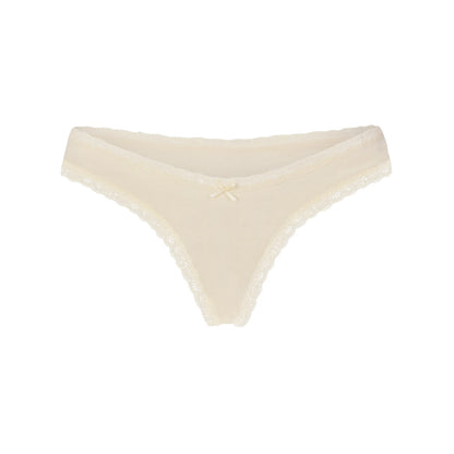 LIGHTWEIGHT COTTON LACE THONG | BUTTER TONAL