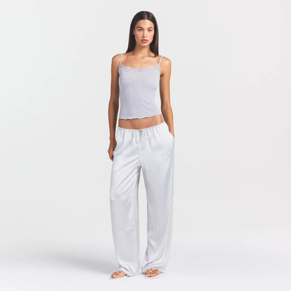 WOVEN SHINE LACE PANT | SILVER TRIPLE PINSTRIPE