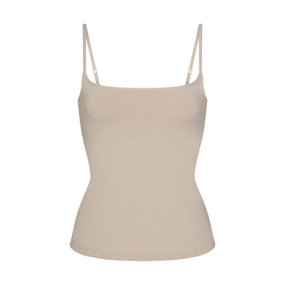 COTTON JERSEY SCOOP NECK CAMI | STONE