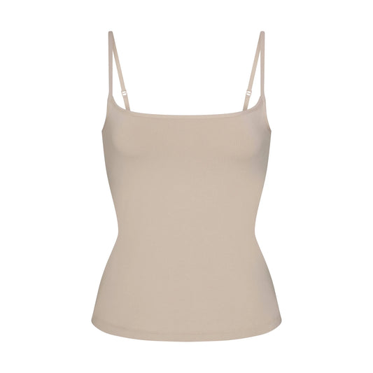 COTTON JERSEY SCOOP NECK CAMI | STONE
