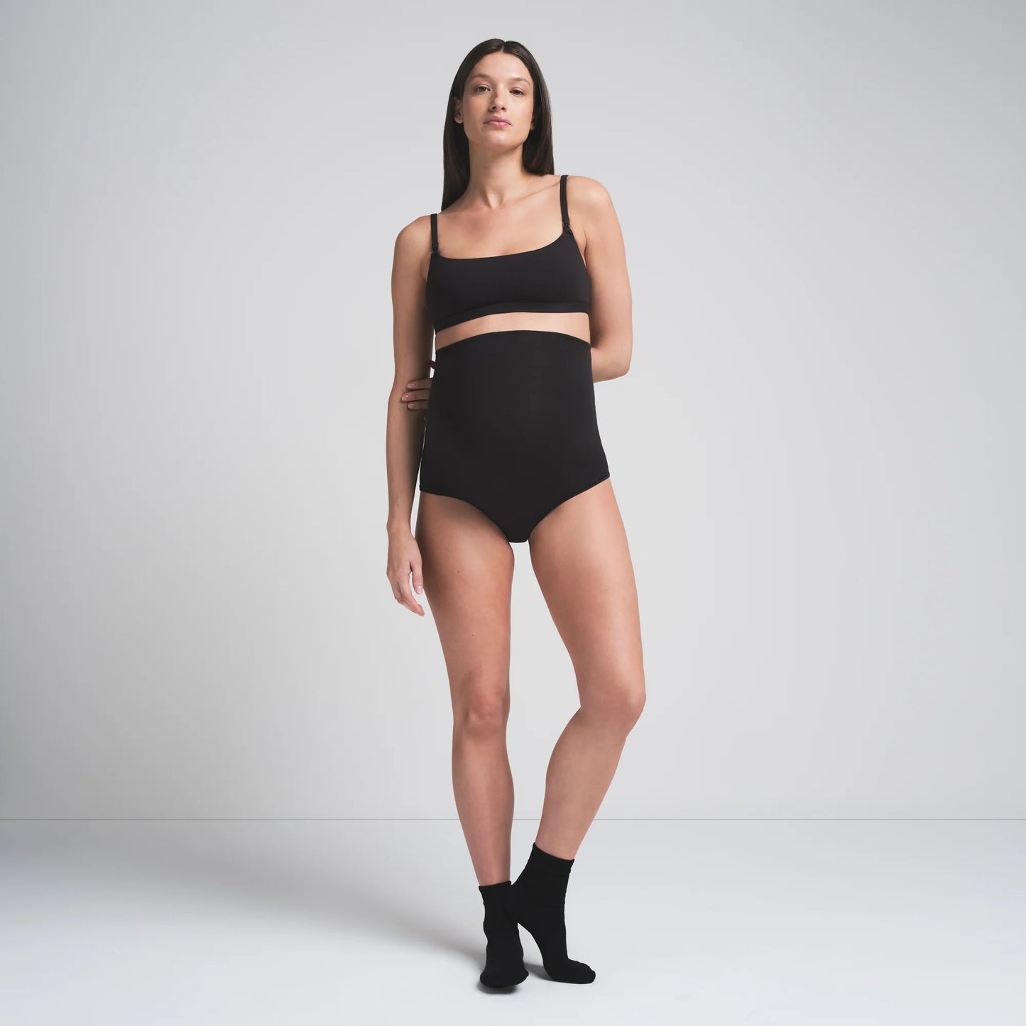 COTTON JERSEY MATERNITY HIGH-WAISTED BRIEF | SOOT