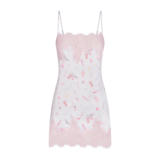 LIGHTWEIGHT SATIN MINI SLIP DRESS | SNOW ESSENTIALS BAG