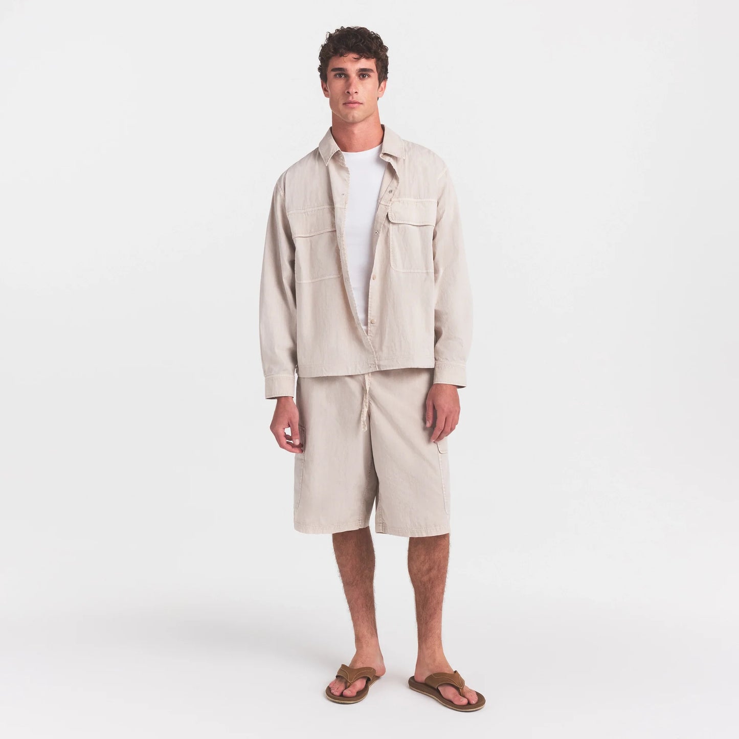 WOVEN MENS RELAXED SHIRT | STONE