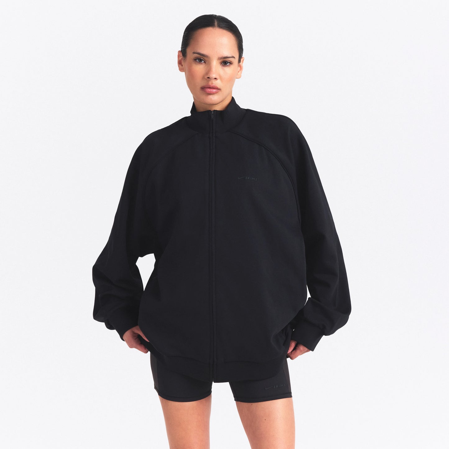 NikeSKIMS MATTE TRICOT OVERSIZED TRACK JACKET | OBSIDIAN