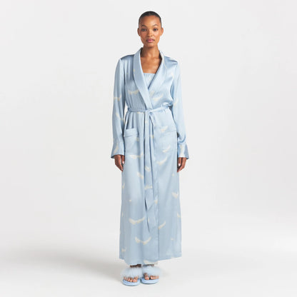 WOVEN SHINE LONG ROBE | AERO WING HEARTS PRINT
