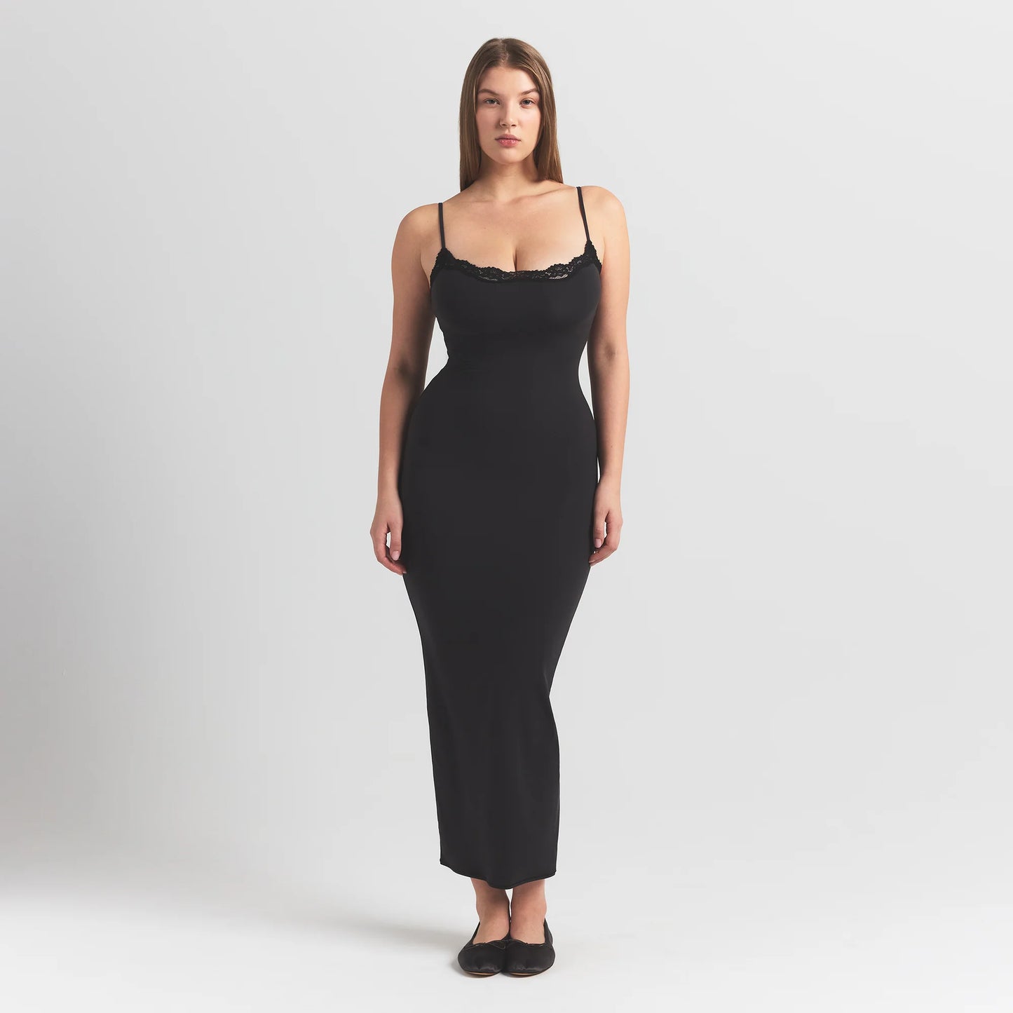 FITS EVERYBODY LACE LONG SLIP DRESS | ONYX