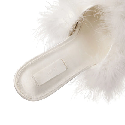 FEATHER KITTEN HEEL | IVORY