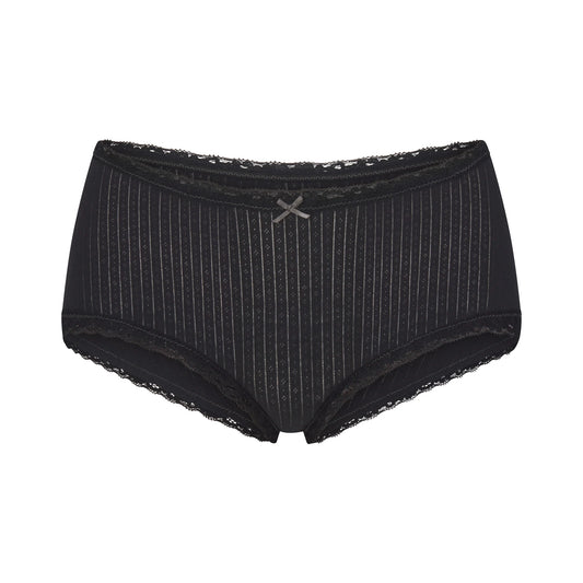 LIGHTWEIGHT COTTON POINTELLE LACE BOY SHORT | SOOT TONAL