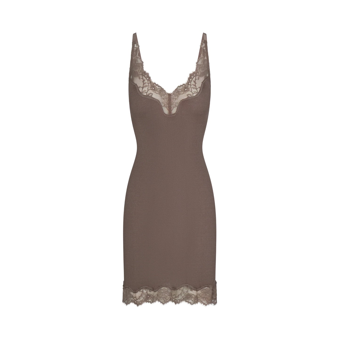 RIB KNIT LACE MINI DRESS | AMETHYST