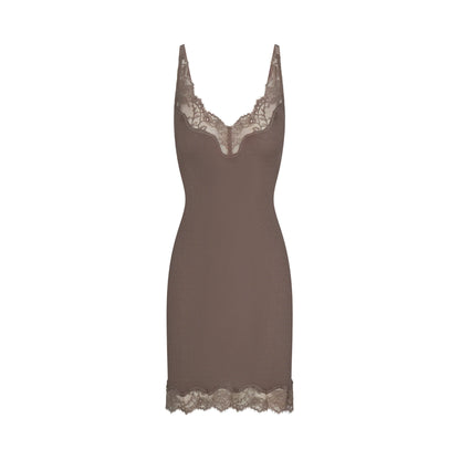 RIB KNIT LACE MINI DRESS | AMETHYST