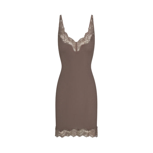 RIB KNIT LACE MINI DRESS | AMETHYST