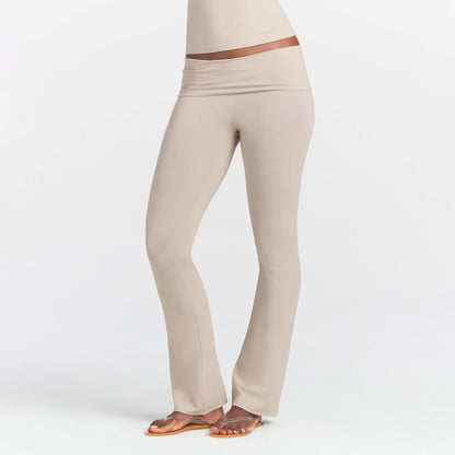 COTTON JERSEY FOLDOVER PANT | STONE