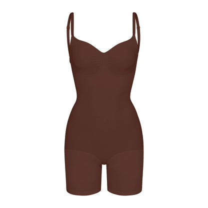 SEAMLESS SCULPT LOW BACK MID THIGH BODYSUIT | COCOA